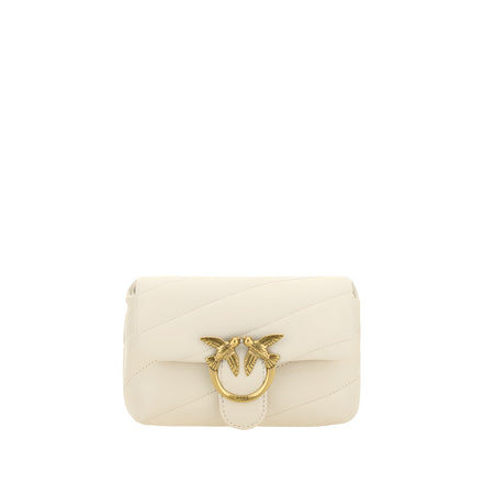 PINKO White Calf Leather Shoulder Bag