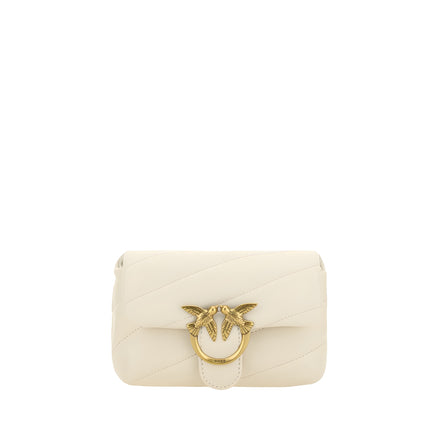 PINKO White Calf Leather Shoulder Bag