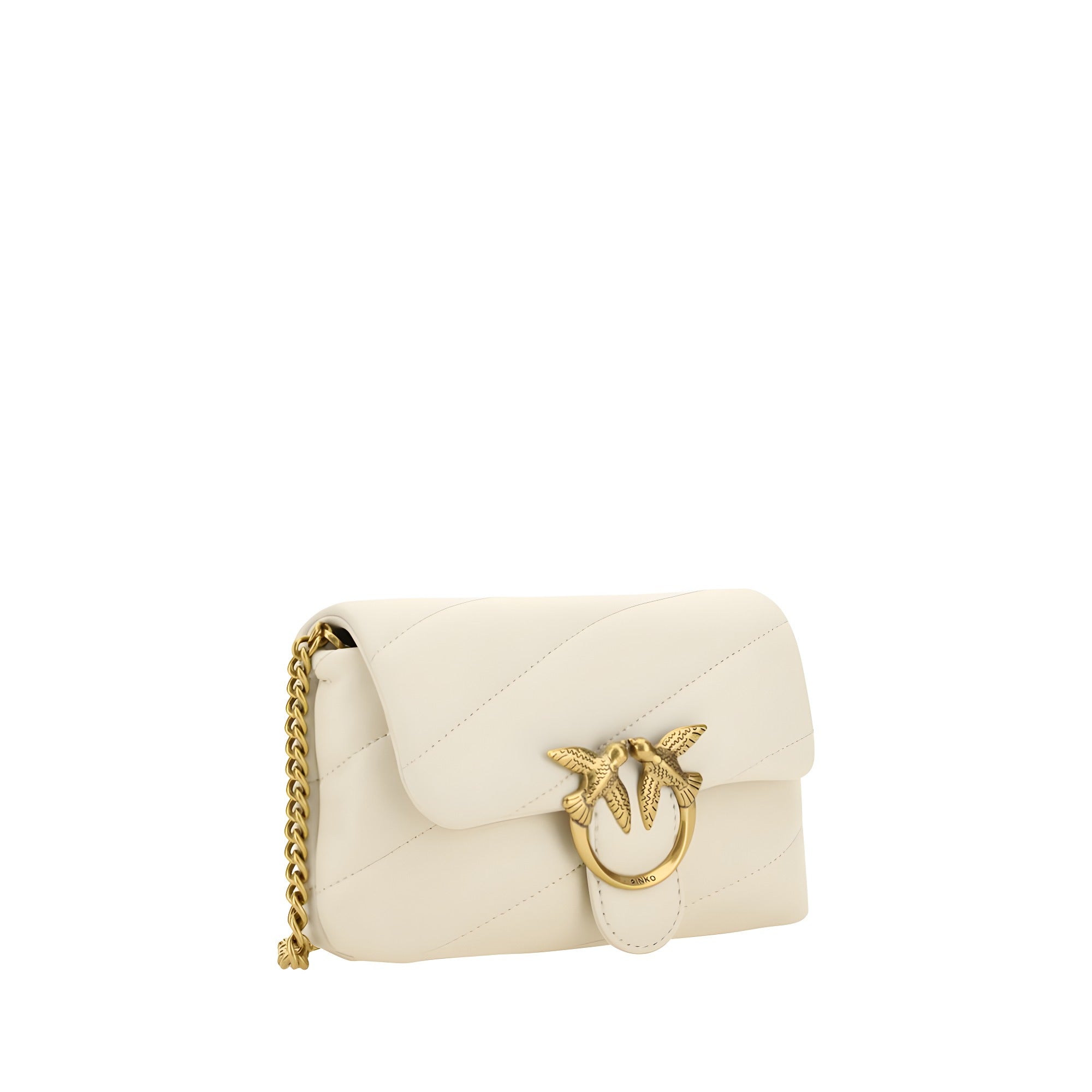 PINKO White Calf Leather Shoulder Bag