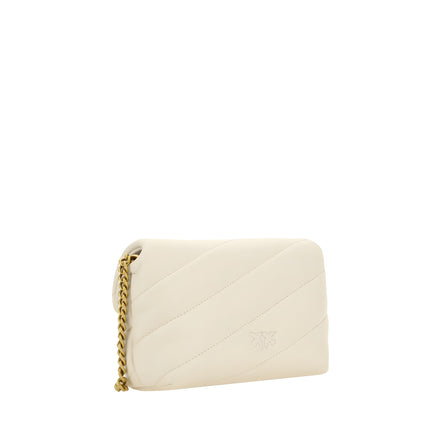 PINKO White Calf Leather Shoulder Bag