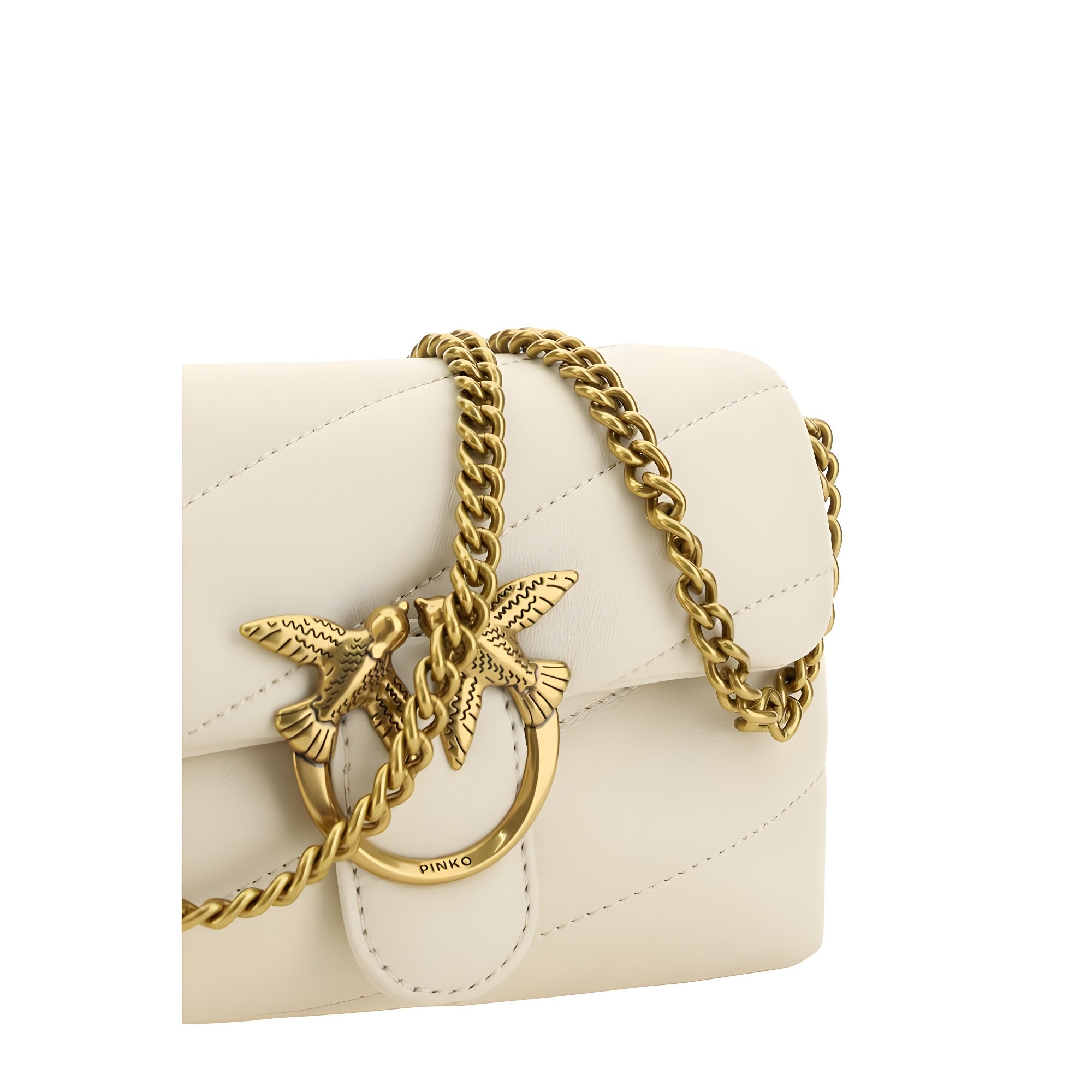 PINKO White Calf Leather Shoulder Bag