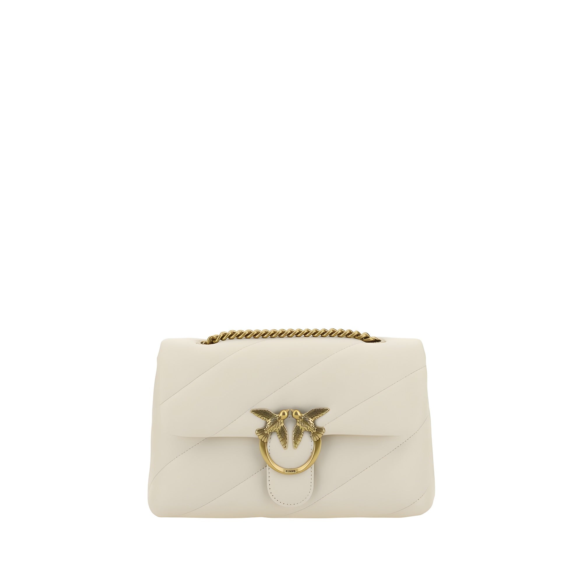 PINKO White Calf Leather Shoulder Bag