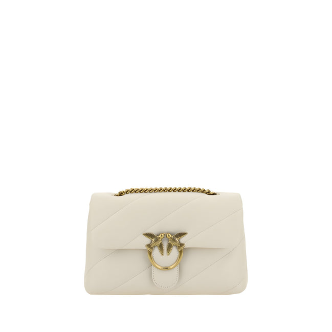 PINKO White Calf Leather Shoulder Bag