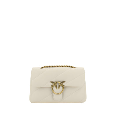 PINKO White Calf Leather Shoulder Bag