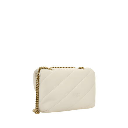 PINKO White Calf Leather Shoulder Bag