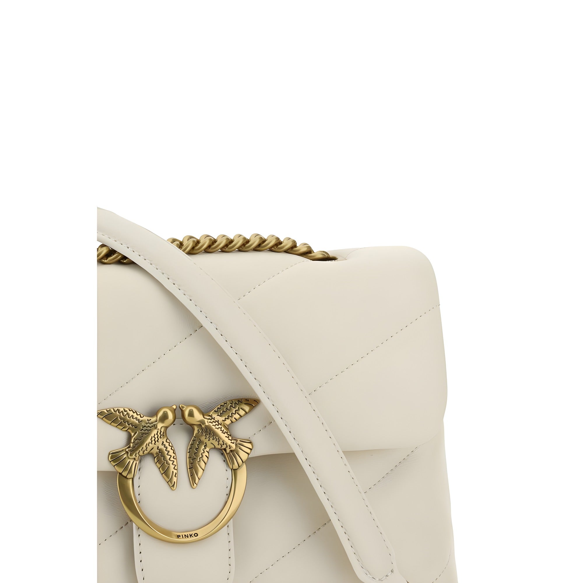 PINKO White Calf Leather Shoulder Bag