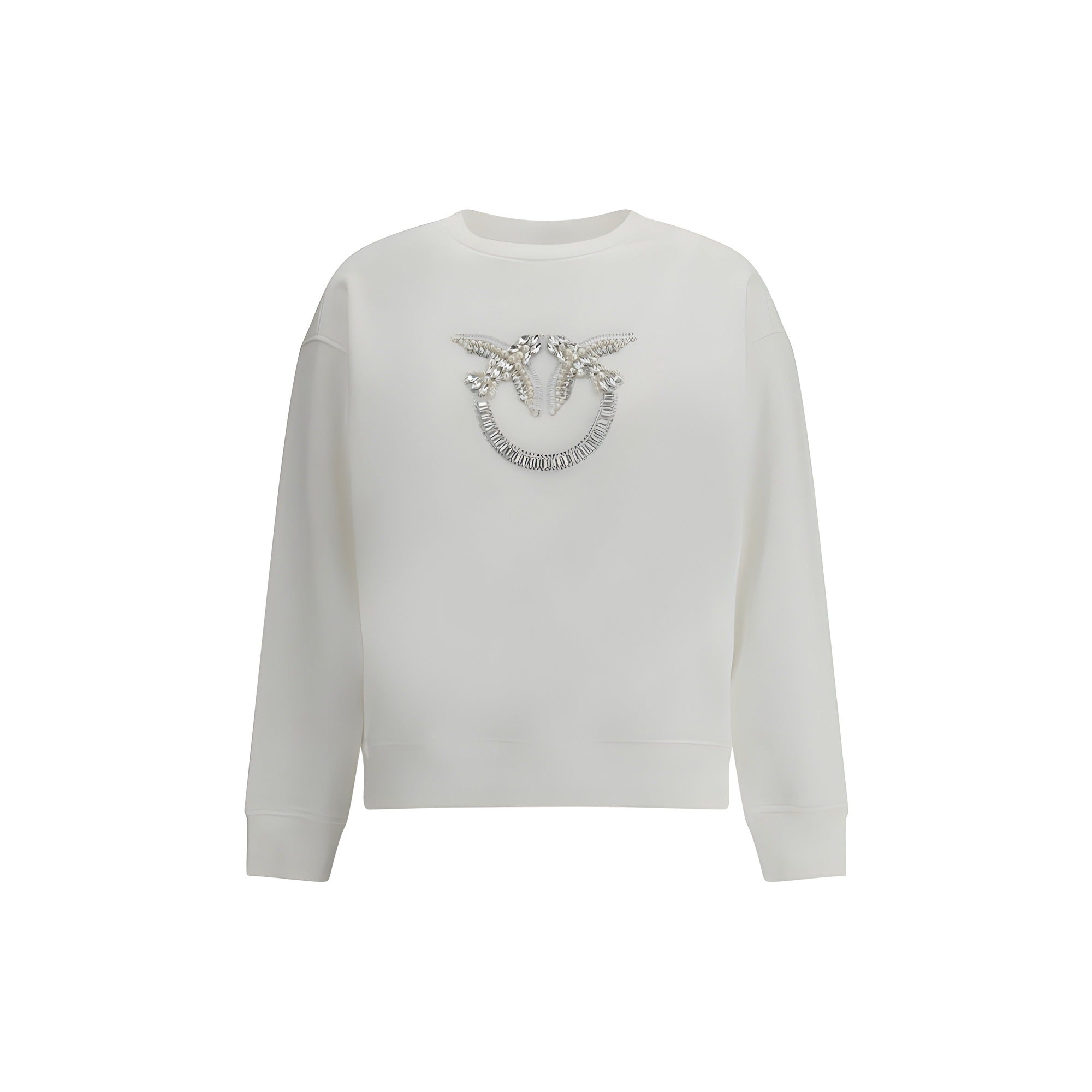 PINKO White Embroidered Logo Sweatshirt