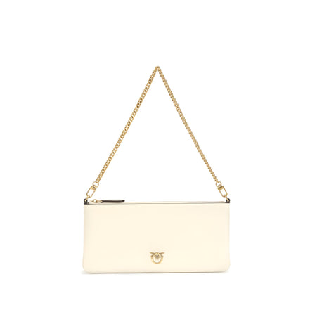 PINKO White Logo Chain Shoulder Bag