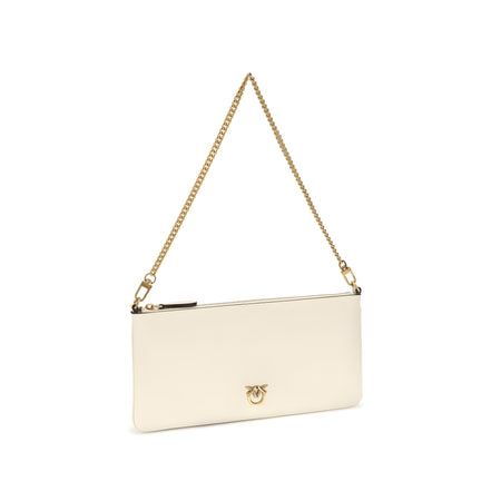 PINKO White Logo Chain Shoulder Bag