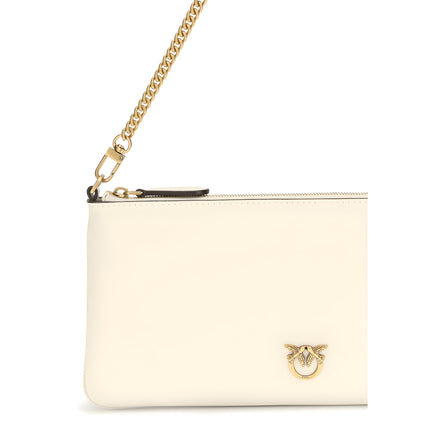 PINKO White Logo Chain Shoulder Bag