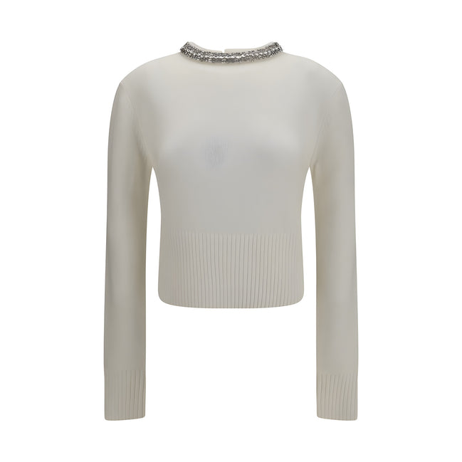 PINKO White Wool Oves Aries Sweatshirt