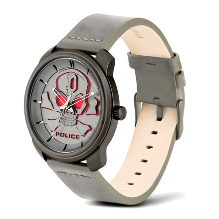 Montre Habillée Police en Cuir Gris