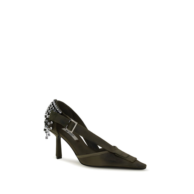Prada Bicolor Cotton High Heel Pumps