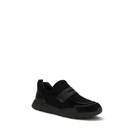 Prada Black Leather Athletic Sneakers