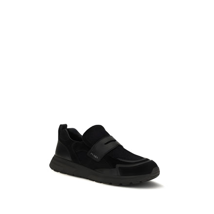 Prada Black Leather Athletic Sneakers