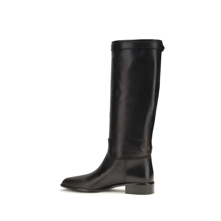 Prada Black Calf Leather Bos Taurus Ankle Boots
