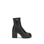 Prada Black Calf Leather Ankle Boots