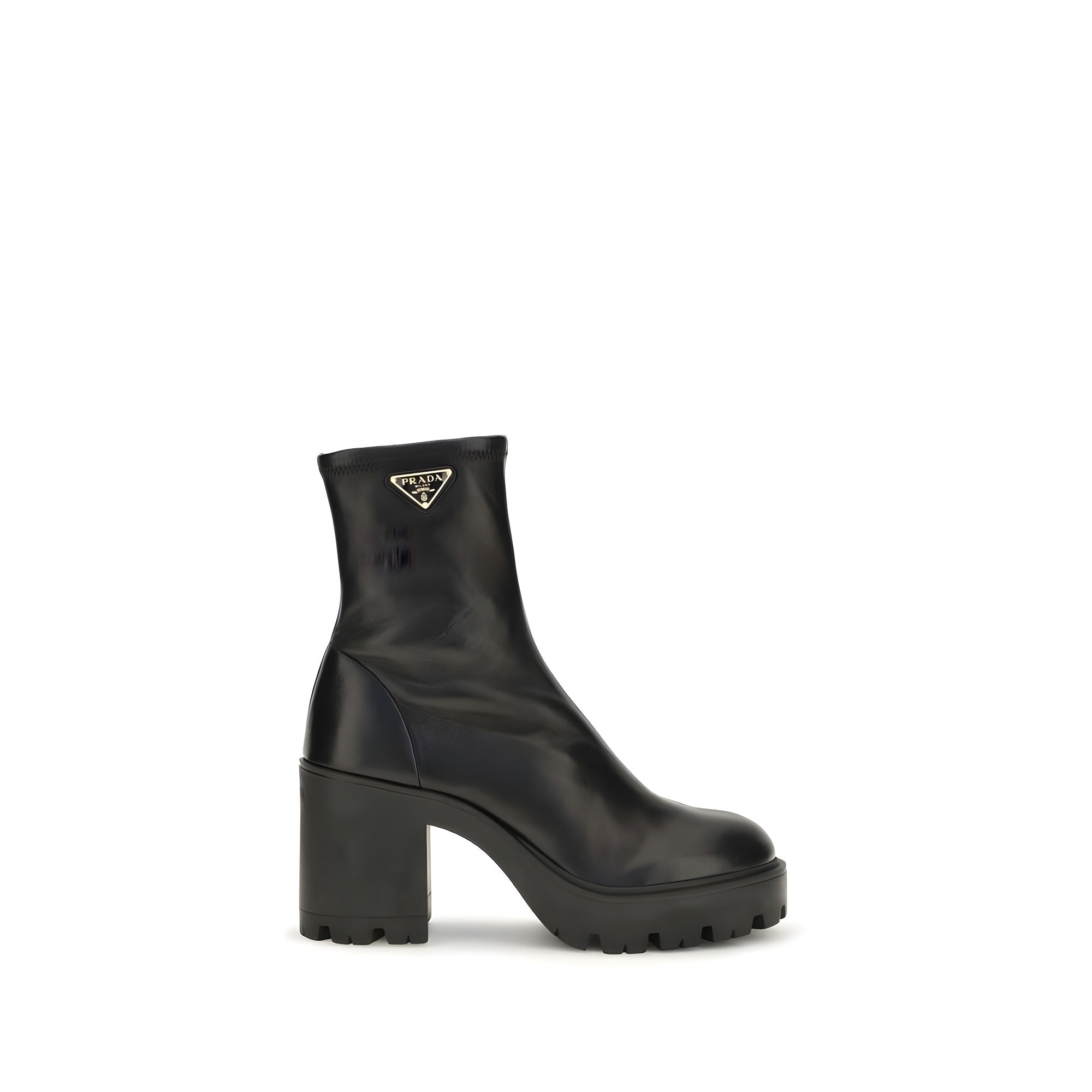 Prada Black Calf Leather Ankle Boots