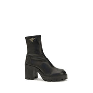 Prada Black Calf Leather Ankle Boots