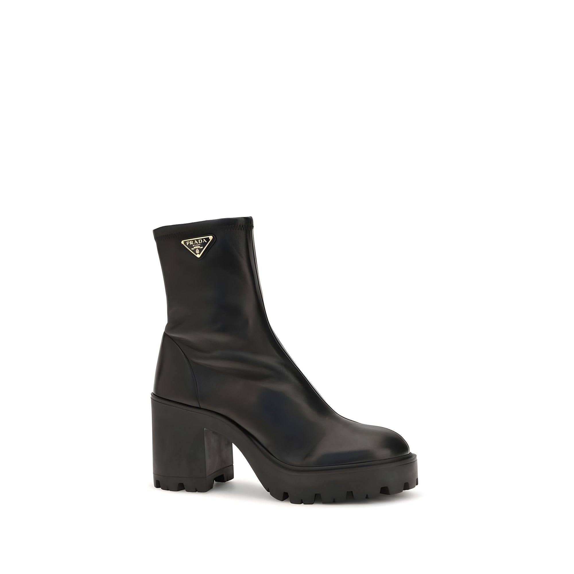 Prada Black Calf Leather Ankle Boots