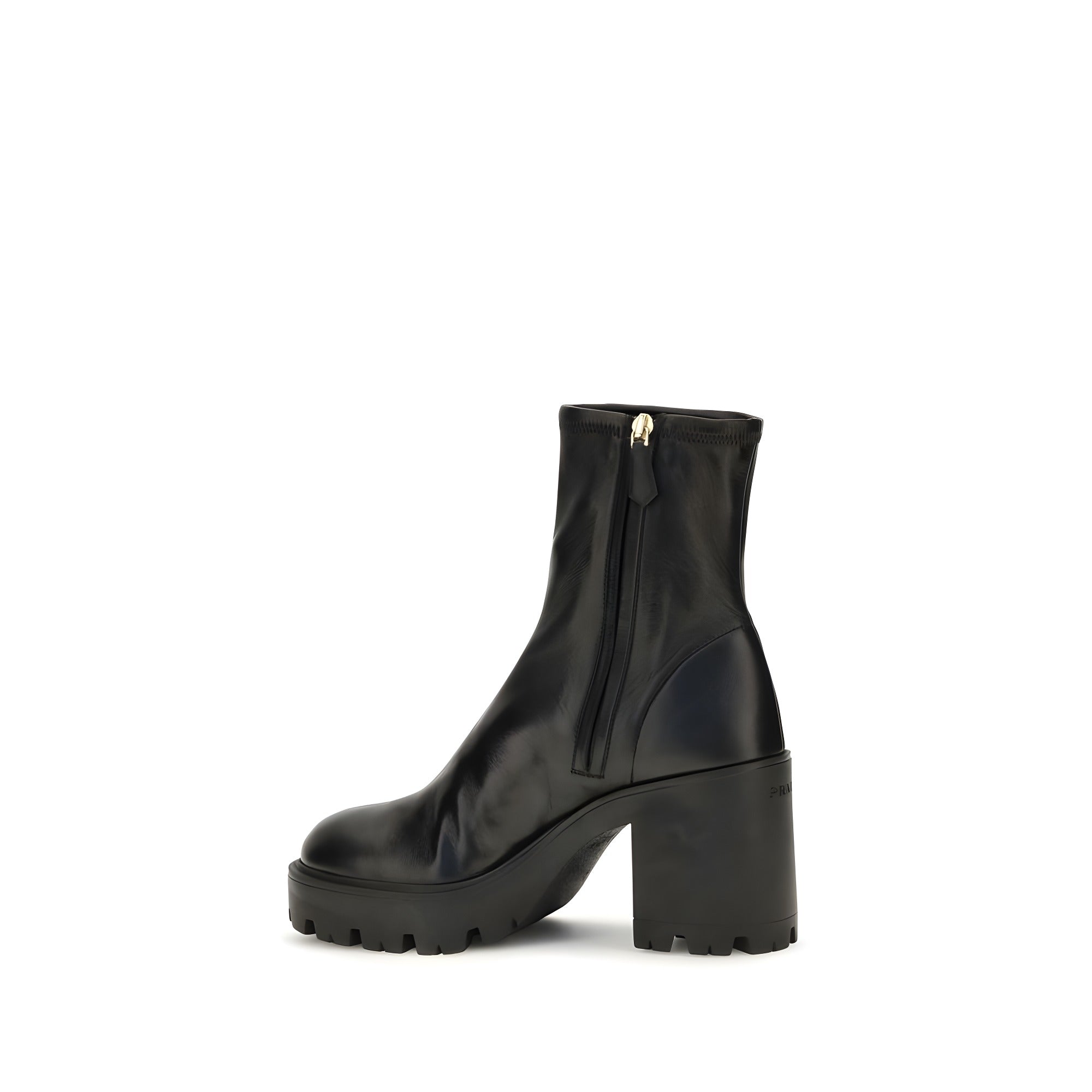 Prada Black Calf Leather Ankle Boots