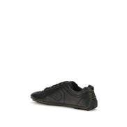 Prada Black Calf Leather Low Top Sneakers