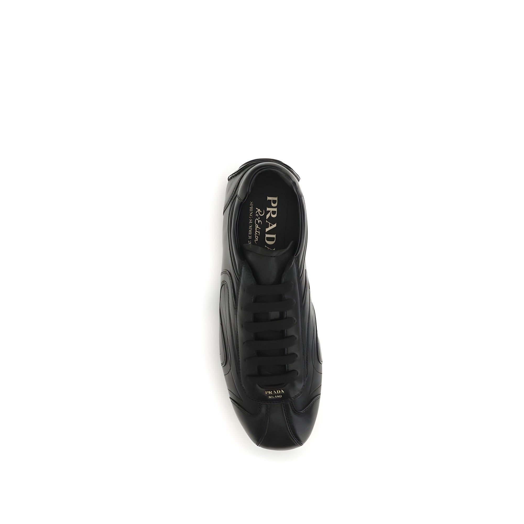 Prada Black Calf Leather Low Top Sneakers