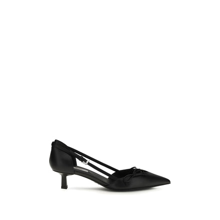 Escarpins à talons hauts en cuir de chèvre noir Prada