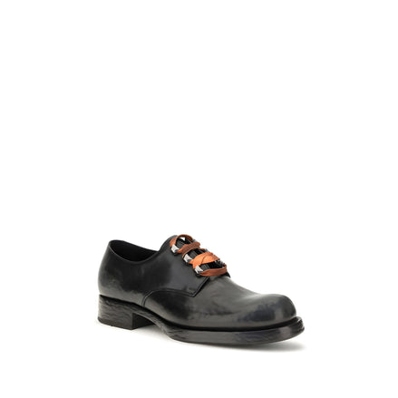Prada Black Calf Leather Bos Taurus Oxfords And Derbies