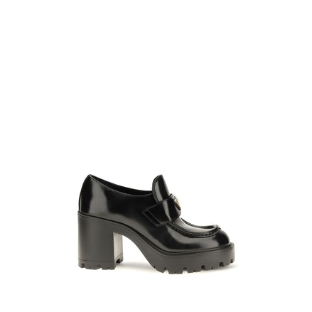 Prada Black Calf Leather Platform Loafers