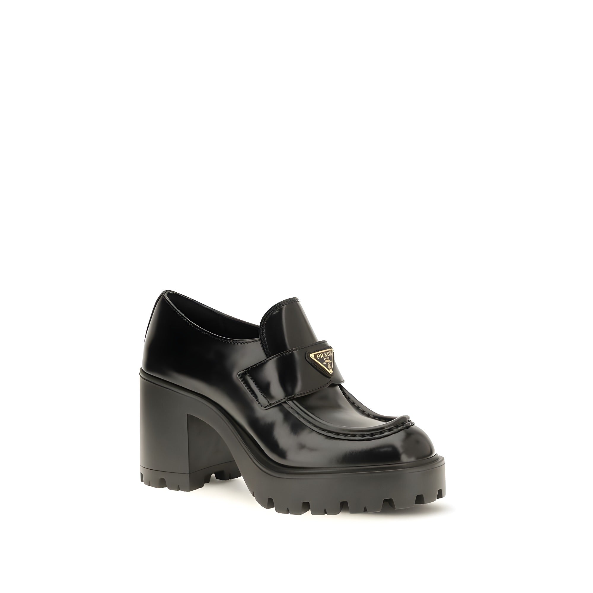 Prada Black Calf Leather Platform Loafers