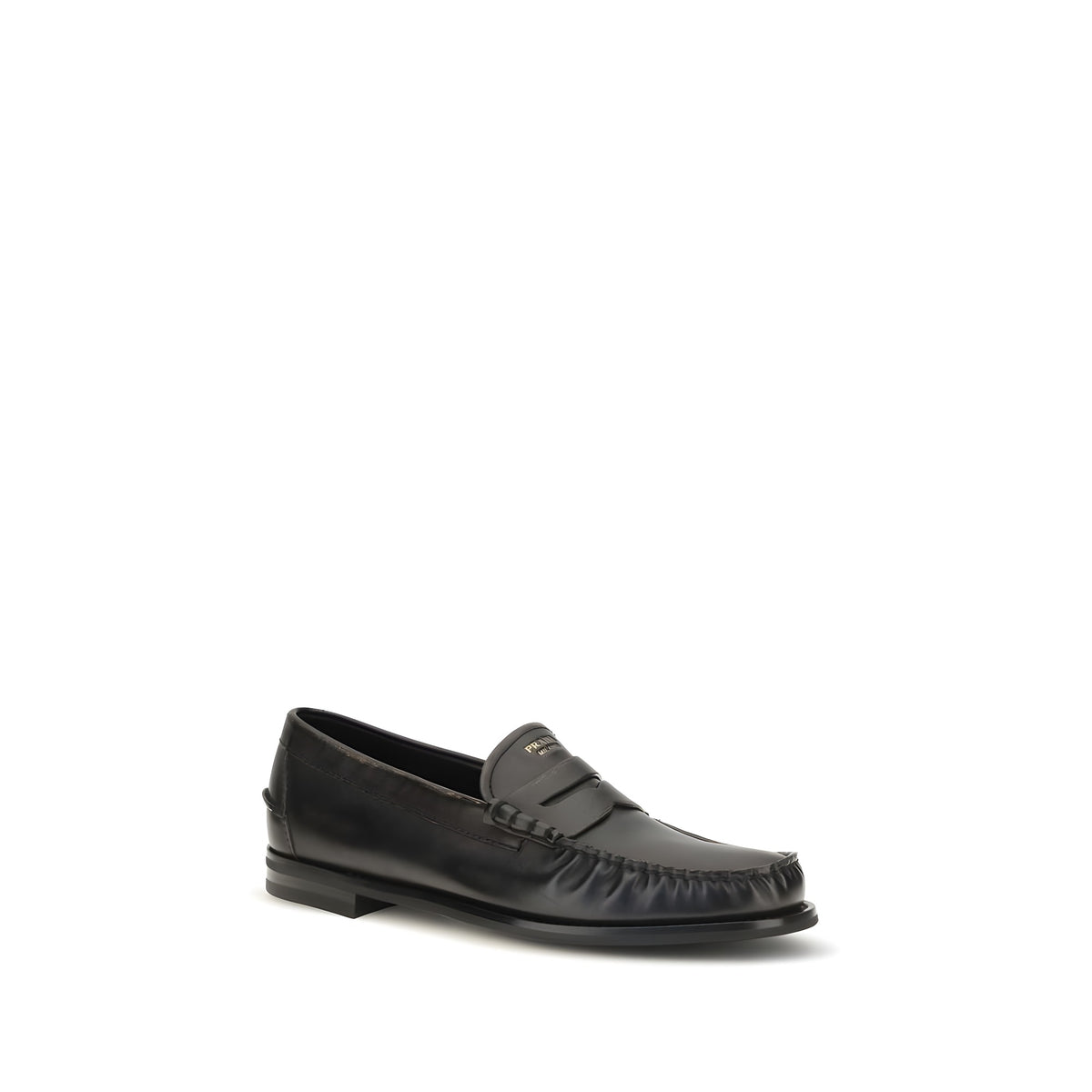 Prada Black Calf Leather Slip-On Loafers