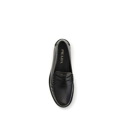 Prada Black Calf Leather Slip-On Loafers