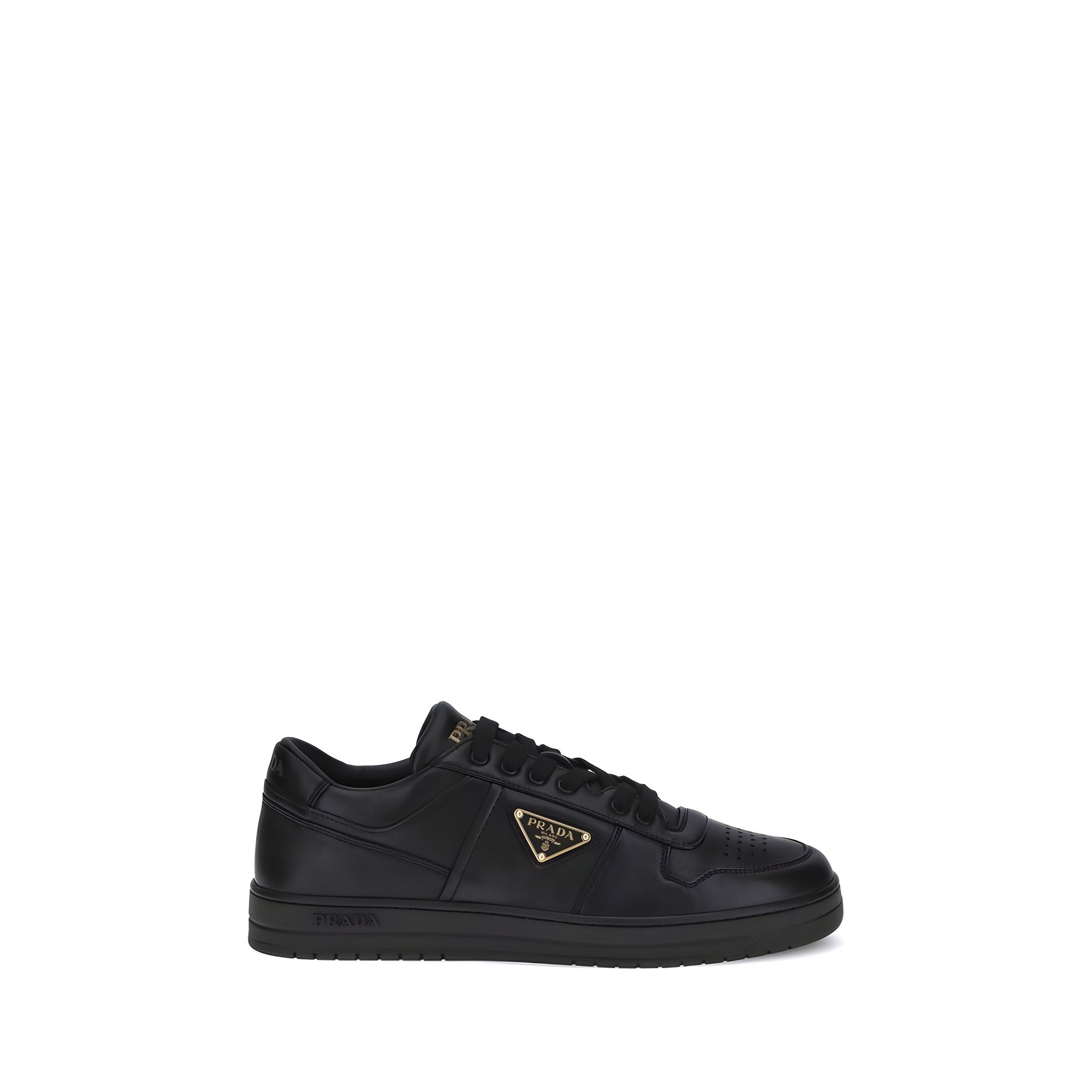 Prada Black Calf Leather Low Top Sneakers