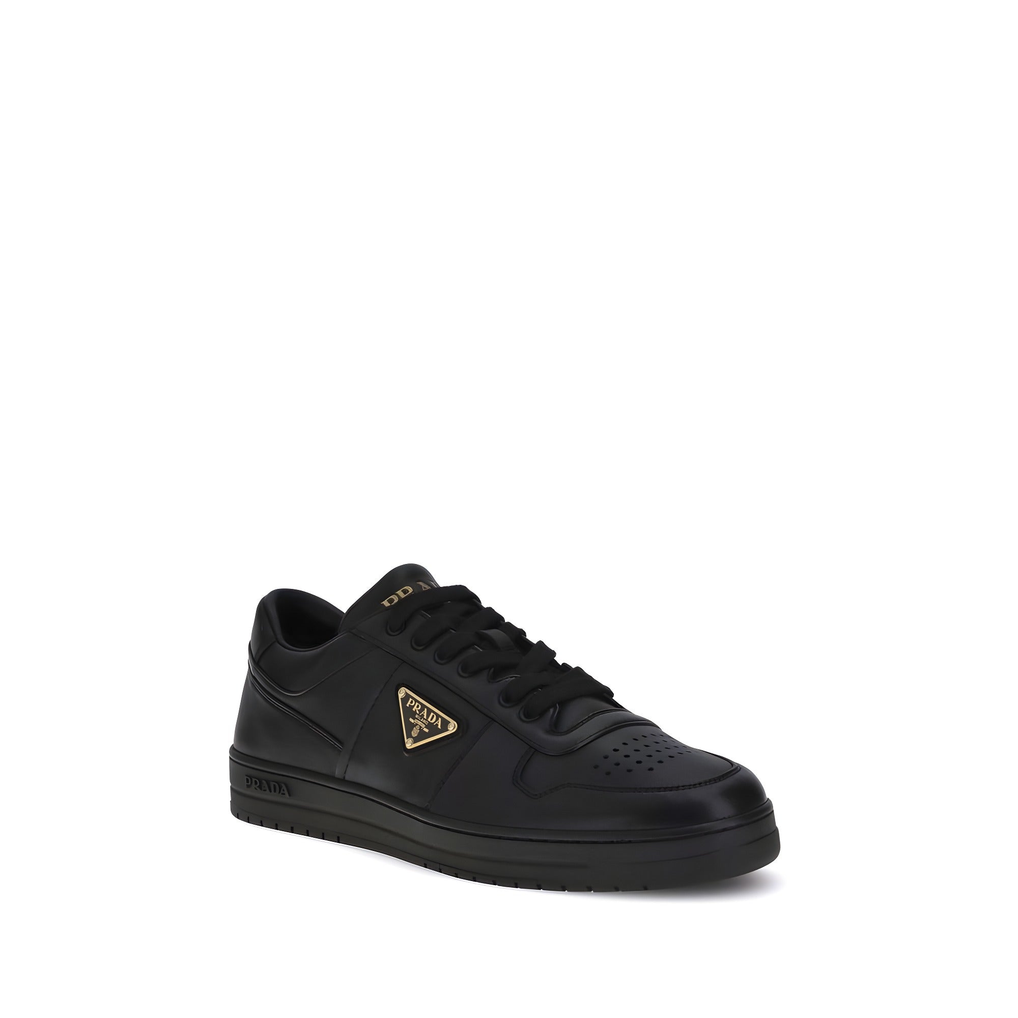 Prada Black Calf Leather Low Top Sneakers