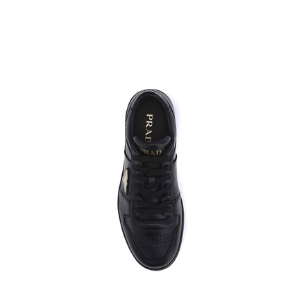 Prada Black Calf Leather Low Top Sneakers