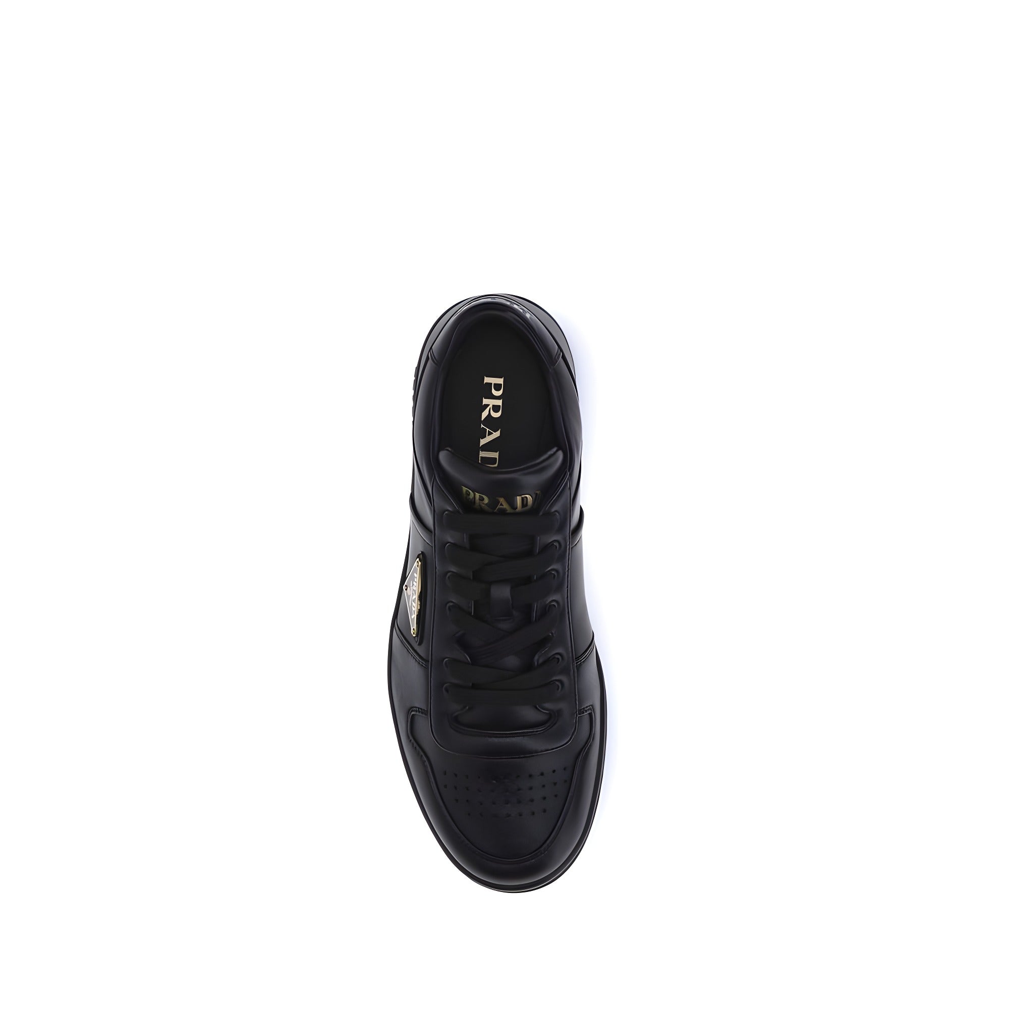 Prada Black Calf Leather Low Top Sneakers
