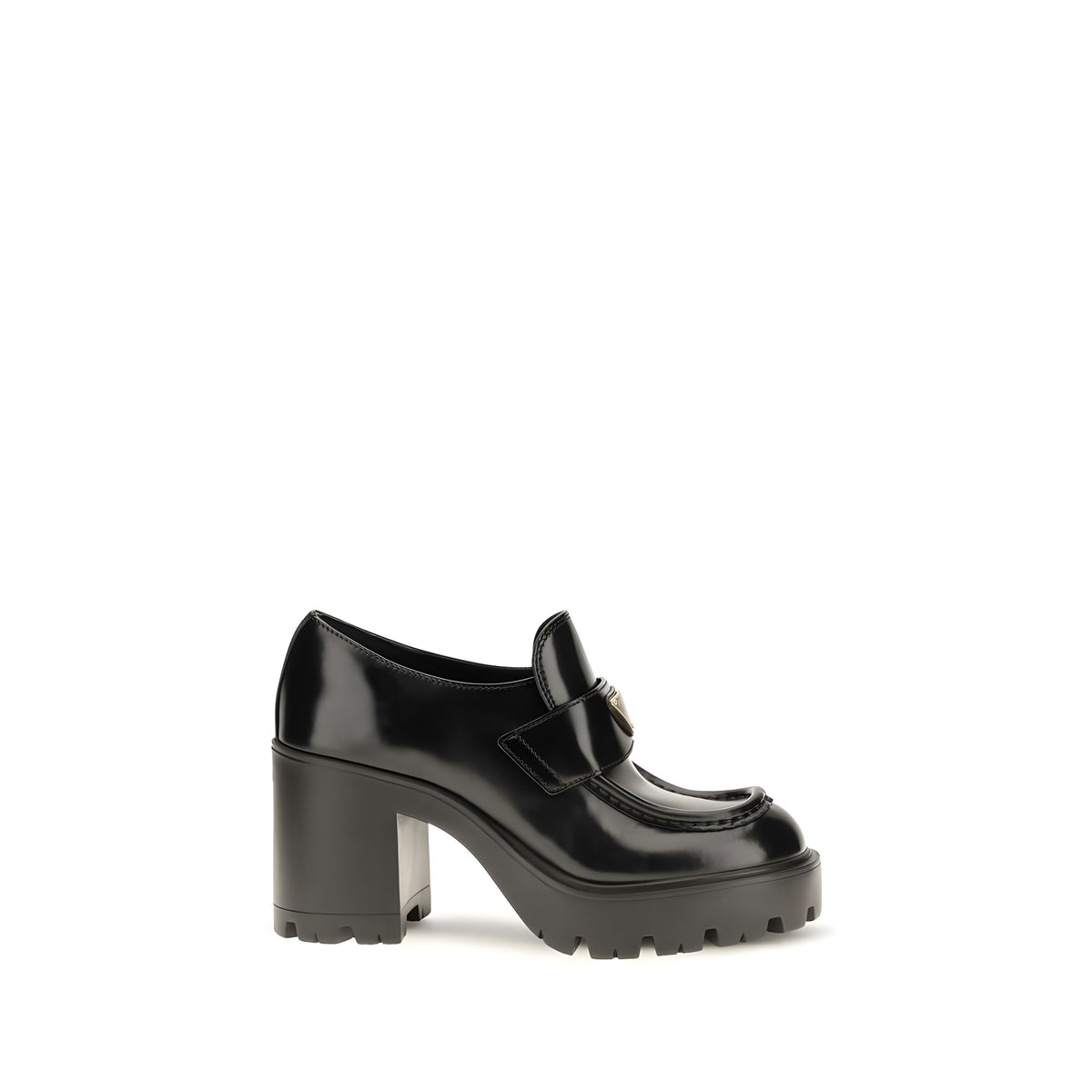 Prada Black Calf Leather Platform Loafers