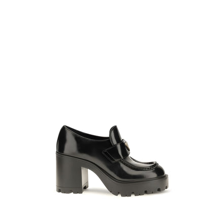 Prada Black Calf Leather Platform Loafers