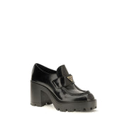 Prada Black Calf Leather Platform Loafers