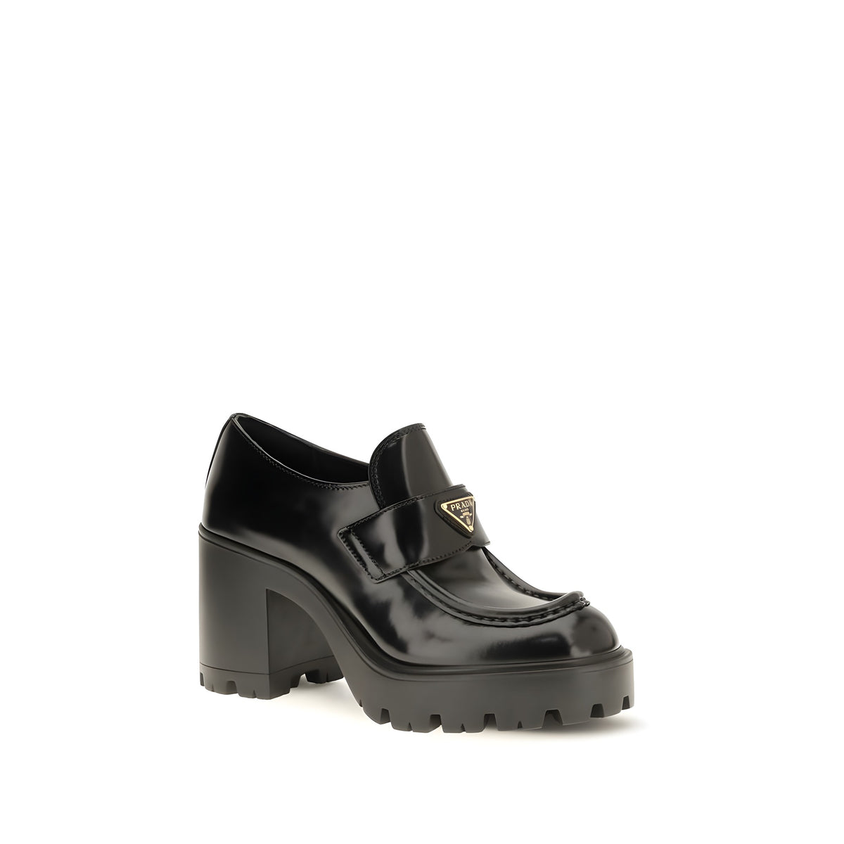 Prada Black Calf Leather Platform Loafers