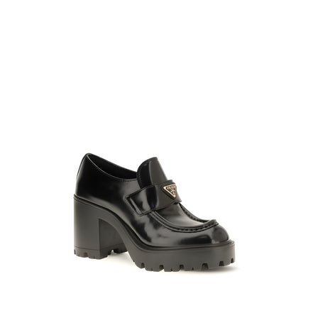 Prada Black Calf Leather Platform Loafers