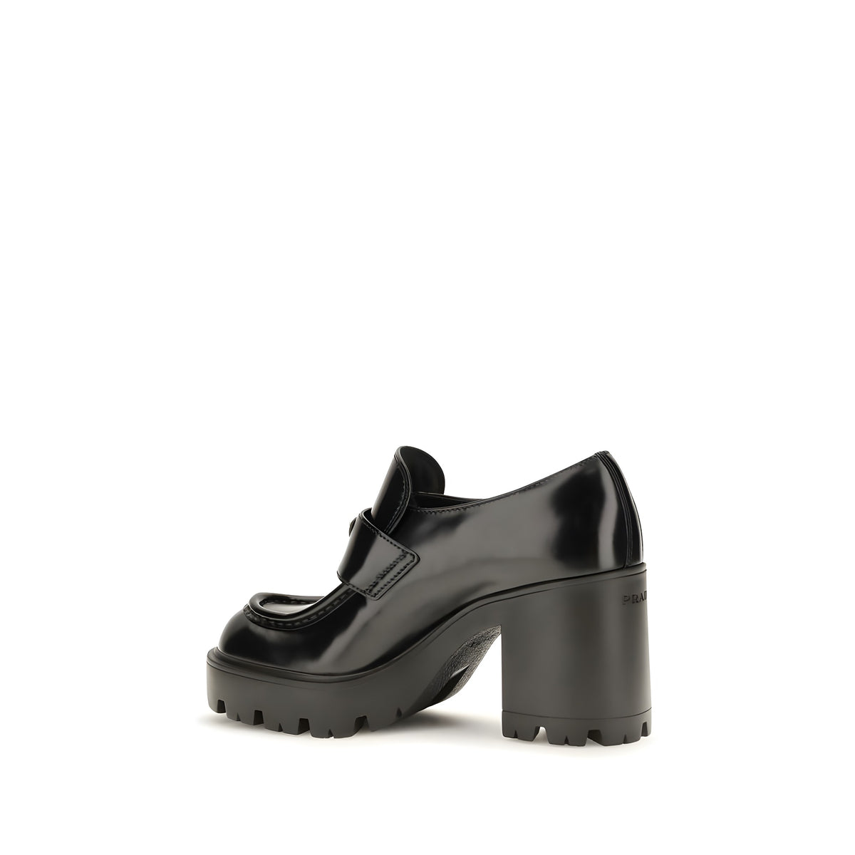 Prada Black Calf Leather Platform Loafers