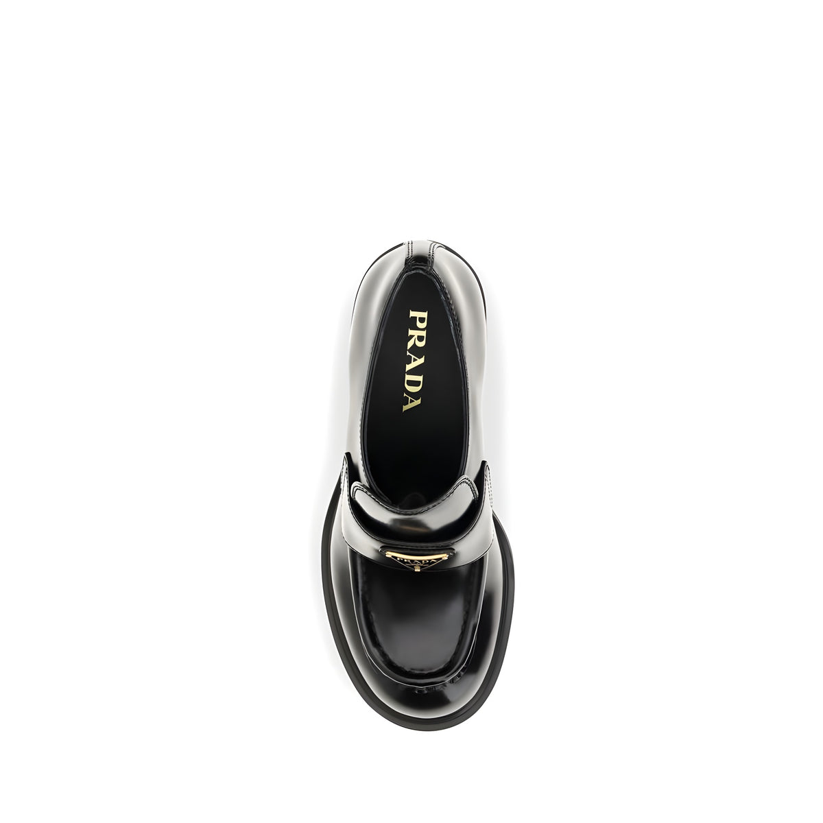 Prada Black Calf Leather Platform Loafers