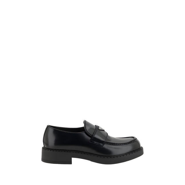 Prada Black Calf Leather Platform Loafers