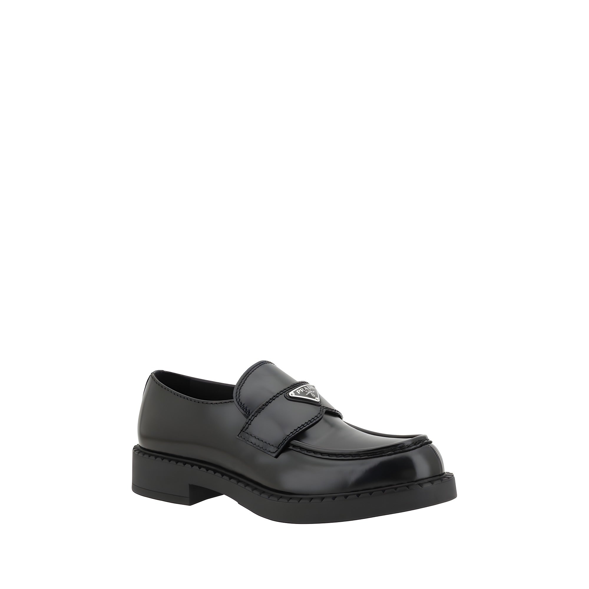 Prada Black Calf Leather Platform Loafers