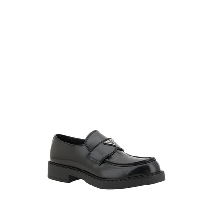 Prada Black Calf Leather Platform Loafers
