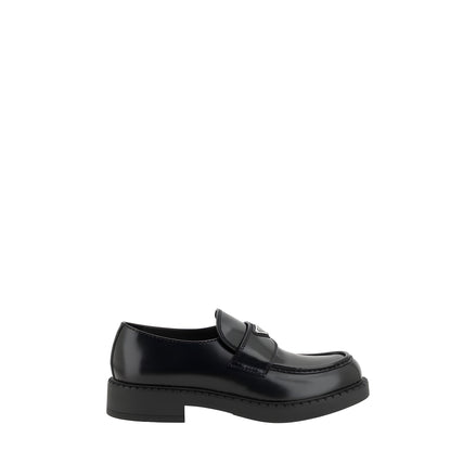 Prada Black Calf Leather Platform Loafers