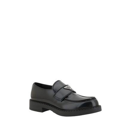 Prada Black Calf Leather Platform Loafers