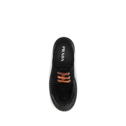 Prada Black Suede Slip-On Loafers